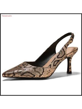 Womens Slingback Kitten Heels Closed Pointed Toe Pumps Faux Leather Dress Shoes